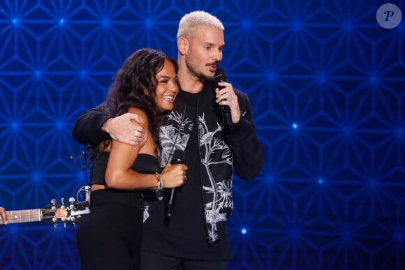 Exclusif - M. Pokora (Matt Pokora) et sa femme Christina Milian - Surprises - Enregistrement de l'émission "La boîte à secrets N°17", présentée par F.Bollaert et diffusée le 19 janvier 2024 sur France 3 © Christophe Clovis / Bestimage