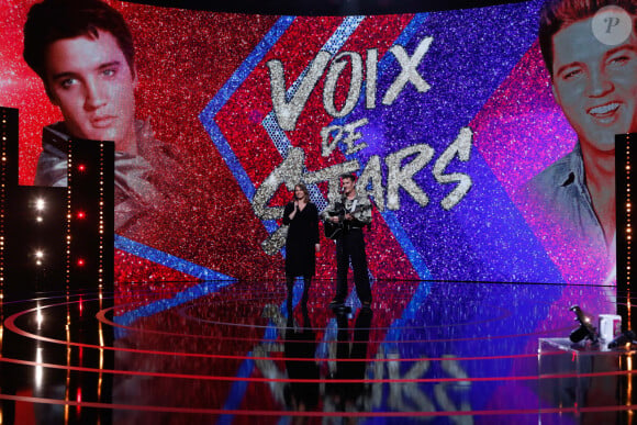 Exclusif - Julia Vignali, Yannick (Elvis Presley) - Enregistrement de l'émission "Voix de stars" présentée par J.Vignali, diffusée le 27 septembre à 21h10 sur France 3 © Christophe Clovis / Bestimage 