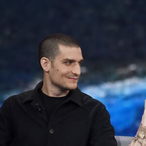 Naissance - Laetitia Casta maman pour la quatrième fois d'un petit garçon prénommé Azel - Louis Garrel et sa femme Laetitia Casta - Emission "Che Tempo Che Fa" à Milan en Italie le 7 avril 2019. 