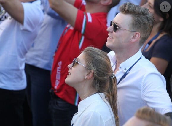 Gina Maria, la soeur de Mick et son compagnon Iain Bethke - Mick Schumacher lors du grand prix de formule 3 de Hockenheim le 13 octobre 2018.