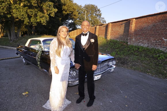 Exclusif - Francky Vincent et Aziza El Batri - Mariage de Francky Vincent et Aziza El Batri dans leur domaine de Sinceny dans l'Aisne le 28 septembre 2024. © Cédric Perrin / Bestimage 