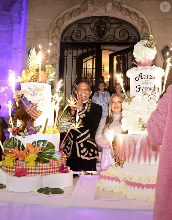 Exclusif - Francky Vincent et Aziza El Batri - Mariage de Francky Vincent et Aziza El Batri dans leur domaine de Sinceny dans l'Aisne le 28 septembre 2024. © Cédric Perrin / Bestimage 