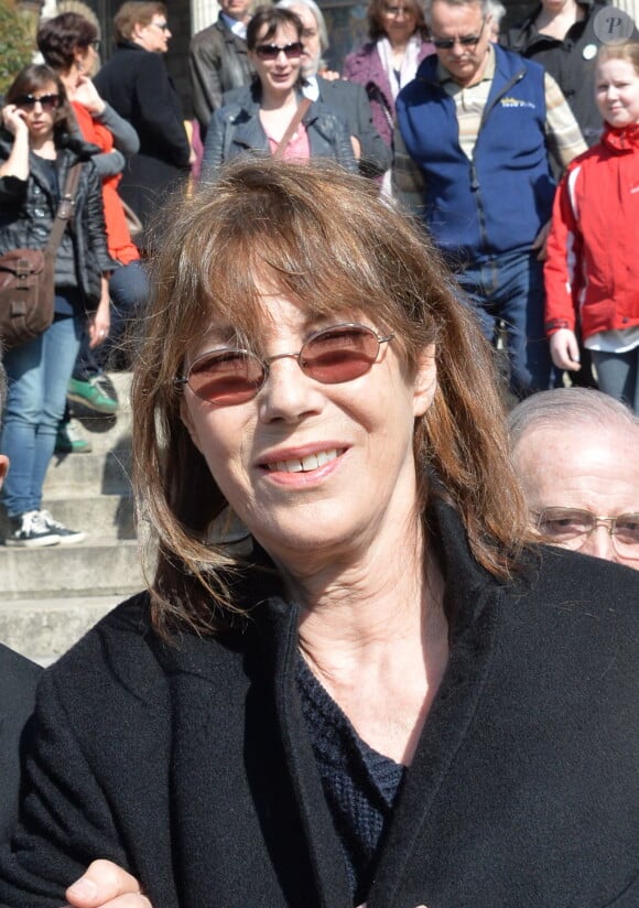 Jane Birkin - Funérailles d'Alain Resnais en l'église Saint-Vincent-de-Paul à Paris le 10 mars 2014. 