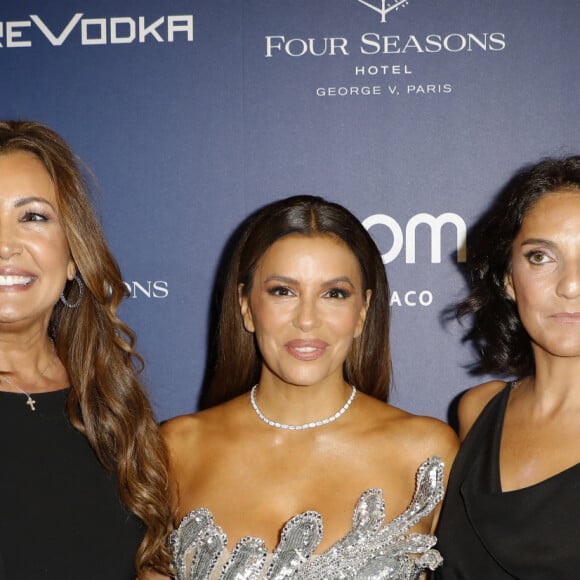 Maria Bravo et Eva Longoria et Florence Foresti au photocall de la 12ème édition de la soirée Global Gift Gala à l'hôtel Four Seasons George V à Paris le 5 octobre 2024. © Marc-Ausset Lacroix / Bestimage 