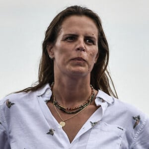 Laure Manaudou a 38 ans aujourd'hui...La nageuse française Laure Manaudou regarde les fans accueillir les champions au Parc des Champions au Trocadéro, pendant les Jeux Olympiques de Paris. Photo par Firas Abdullah/ABACAPRESS.COM