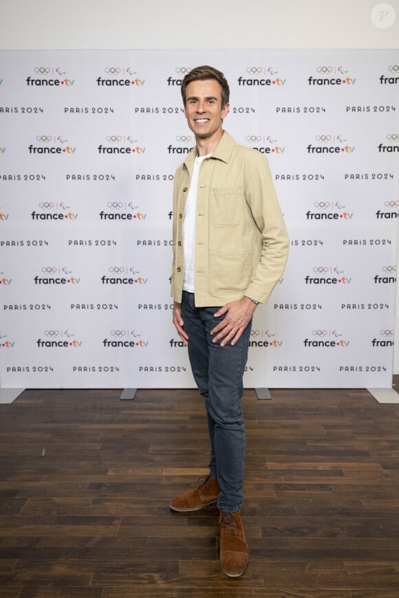 Jean-Baptiste Marteau lors de la présentation des journalistes et chroniqueurs de France Télévisions pour les Jeux Olympiques 2024 au musée de l'Homme à Paris, le 11 juin 2024. © Pierre Perusseau / Bestimage 