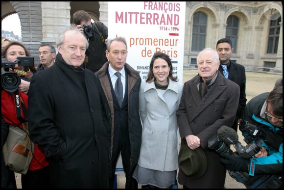 Archives - HUBERT VEDRYNE, BERTRAND DELANOE, MAZARINE PINGEOT & PIERRE BERGER . Hommage a FRANCOIS MITTERRAND pour les 10 ans de sa mort sur le quai Francois MITTERRAND.  © Guillaume Gaffiot / Bestimage  