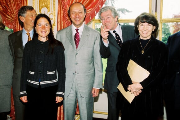 Archives - Raymond Forni, Mazarine Pingeot, Laurent Fabius, Pierre Joxe, Danièle Mitterrand lors de la remise du 1er Prix François Mitterrand à l'Hôtel de Lassay à Paris, le 3 mai 2015. 