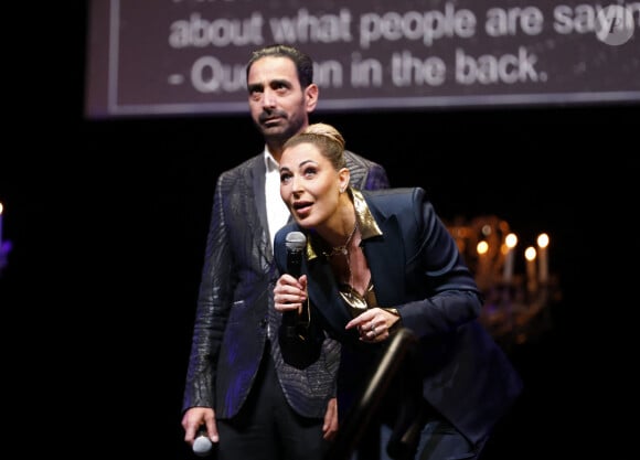 Exclusif - Magali Berdah et son mari Stéphane Teboul - Soirée de Magali Berdah au théâtre Mogador à Paris le 8 octobre 2024. © Marc Ausset-Lacroix/Christophe Clovis/Bestimage