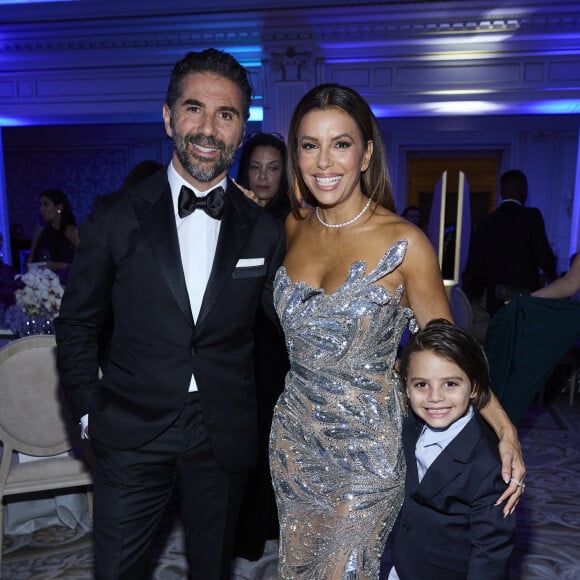 Exclusif - Eva Longoria, son mari José Antonio Bastón et leur fils Santiago Enrique Baston - 12ème édition de la soirée Global Gift Gala à l'hôtel Four Seasons George V à Paris le 5 octobre 2024.