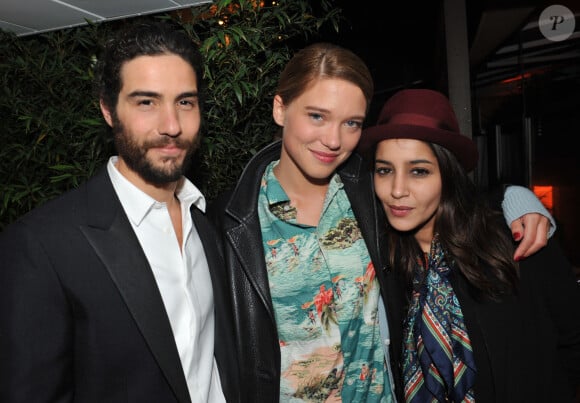 Lea Seydoux, Tahar Rahim et Leila Bekhti - Soiree du film " Grand Central " sur la plage Magnum lors du 66eme festival de Cannes le 18 mai 2013.