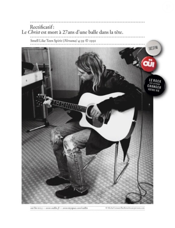 Campagne des 20 ans de Ouï FM (création de la station : 1987), récompensée en 2008/2009 : Kurt Cobain