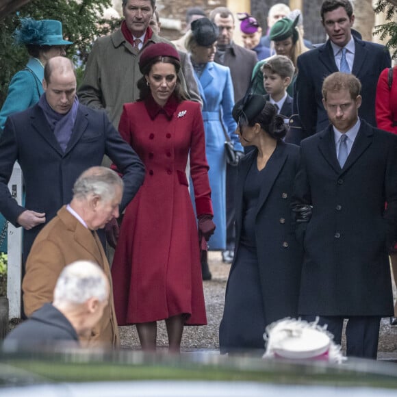 Le prince William, duc de Cambridge, Catherine Kate Middleton, duchesse de Cambridge, Meghan Markle, duchesse de Sussex, le prince Harry, duc de Sussex - La famille royale assiste à la messe de Noël à Sandringham le 25 décembre 2018. 