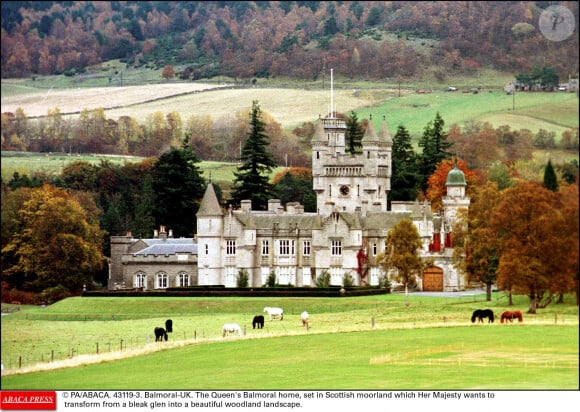 PA/ABACA. 43119-3. Balmoral-Royaume-Uni. La résidence de la Reine à Balmoral, située dans une lande écossaise que Sa Majesté veut transformer d'un morne glen en un magnifique paysage boisé.