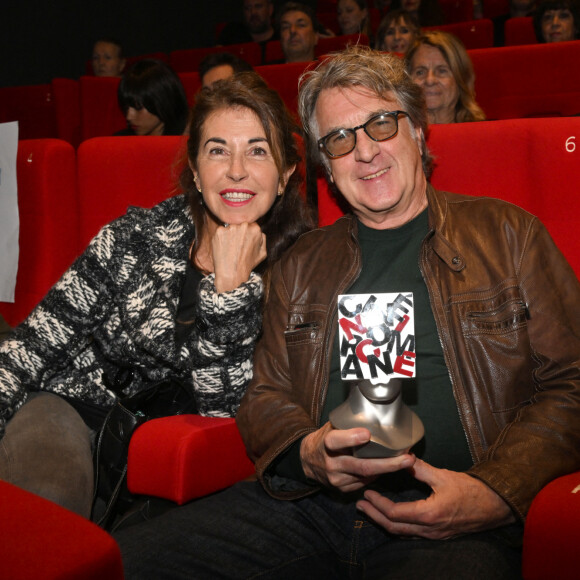 François Cluzet et sa femme Narjiss Slaoui-Falcoz durant la soirée de clôture et remise des prix de la 4eme édition du Nice Festival CinéRoman au cinéma Pathé Gare du Sud à Nice, le 9 octobre 2022. © Bruno Bebert/Bestimage