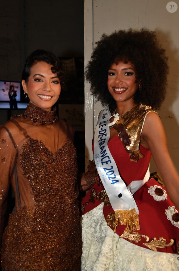 Vaimalama Chaves, Julie Dupont - Backstage du défilé d'ouverture du salon du chocolat 2024 à Paris porte de Versailles en faveur de l'association Mécénat Chirurgie Cardiaque à Paris le 29 octobre 2024. © Perusseau-Veeren/Bestimage