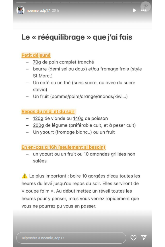 Noémie (L'amour est dans le pré) partage ses astuces pour opérer un bon rééquilibrage alimentaire. Instagram