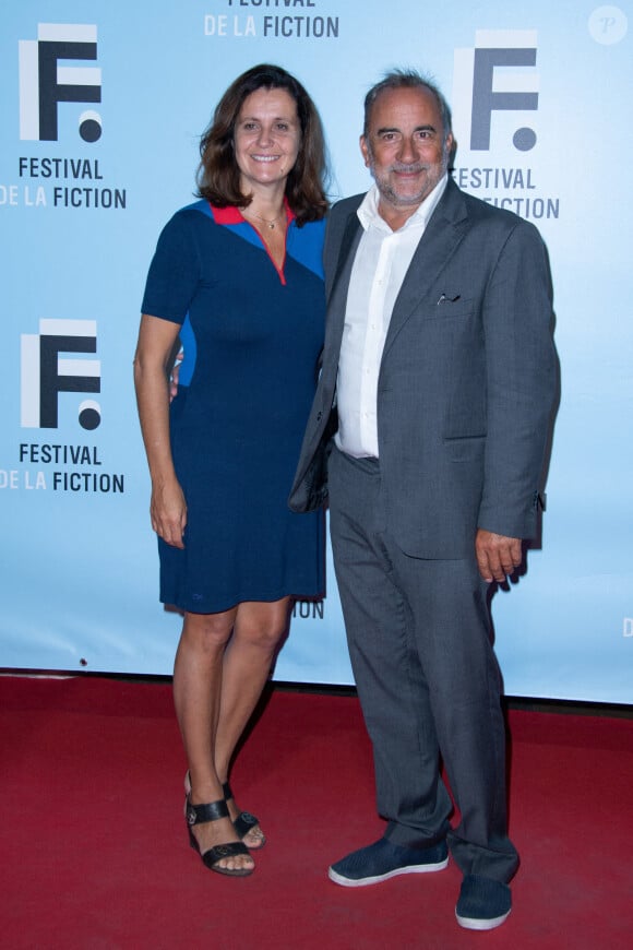 Antoine Dulery et sa femme Pascale Pouzadoux assistant à un Photocall dans le cadre du 21e Festival de la fiction TV à La Rochelle, France, le 13 septembre 2019. Photo par Aurore Marechal/ABACAPRESS.COM