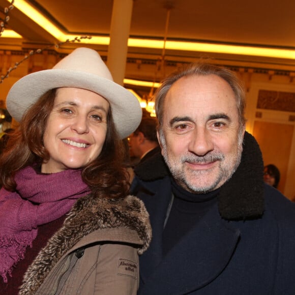 Pascale Pouzadoux et son mari Antoine Dulery lors du dejeuner des deliberations des Prix Litteraires des 24e Journees du Livre et du Vin de Saumur, a Les Deux Magots, a Paris, France, le 04 Fevrier 2019. Photo by Jerome Domine/ABACAPRESS.COM