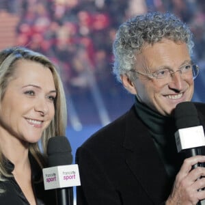 Philippe Candeloro, Annick Dumont, ex femme de Gilles Beyer et Didier Gailhaguet, Nelson Monfort - Trophée Eric Bompard à Paris le 19 novembre 2012. © Stéphane Allaman / Panoramic / Bestimage