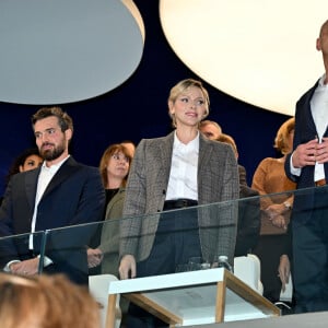 Exclusif - La princesse Charlene de Monaco et Pierre Klaveren, le président de Special Olympics Monaco - La princesse Charlene de Monaco a présidé la cérémonie d'ouverture du meeting européen de natation " Princesse Charlène " organisé par Special Olympics Monaco au Centre Nautique Albert II à Monaco, le 26 octobre 2024.