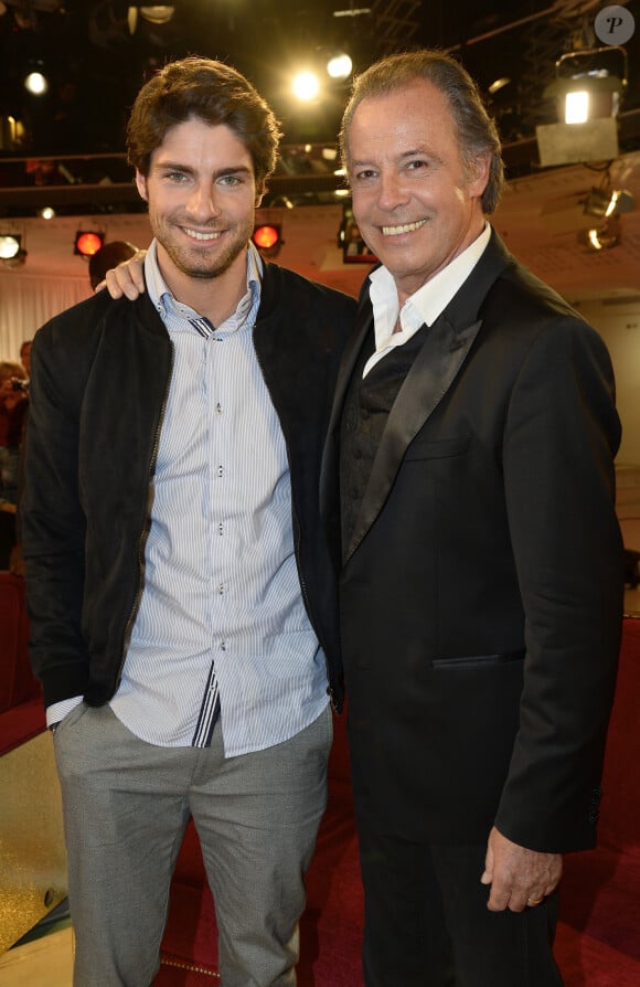 Michel Leeb et son fils Tom Leeb - Enregistrement de l'émission "Vivement Dimanche" à Paris.