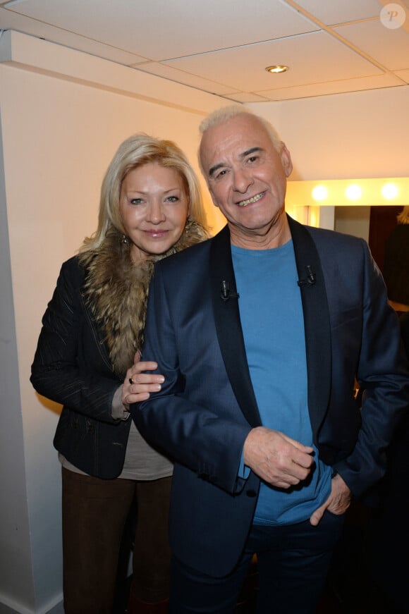 Michel Fugain et sa partenaire Sanda lors de l'enregistrement de Vivement Dimanche à Paris, France, le 25 février 2015. Photo par Max Colin/ABACAPRESS.COM