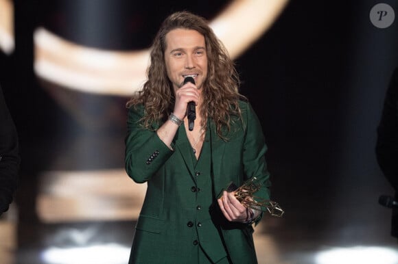 Julien Dore reçoit le prix de la meilleure création audiovisuelle de l'année lors des 36e Victoires de la Musique à la Seine Musicale le 12 février 2021 à Boulogne-Billancourt, France. Photo par David Niviere/ABACAPRESS.COM