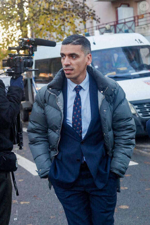 Mourad Battikh, avocat des victimes de l'accident de Pierre Palmade, arrive au tribunal de Melun le 20 novembre 2024. © Christophe Clovis / Bestimage 