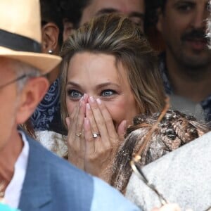 Mariage de Laura Smet et Raphaël Lancrey-Javal à l'église Notre-Dame des Flots au Cap-Ferret le jour de l'anniversaire de son père Johnny Hallyday le 15 juin 2019.