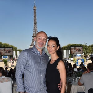 Exclusif - Frank Leboeuf et sa femme Chrislaure Nollet - People lors du Longines Paris Eiffel Jumping au Champ de Mars à Paris, le 6 juillet 2018. © Veeren/Borde/Bestimage