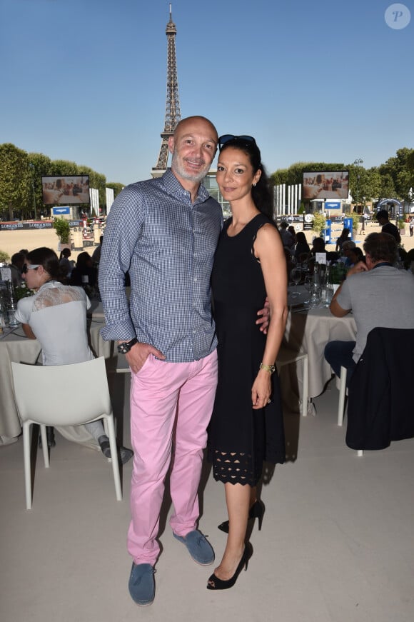 Exclusif - Frank Leboeuf et sa femme Chrislaure Nollet - People lors du Longines Paris Eiffel Jumping au Champ de Mars à Paris, le 6 juillet 2018. © Veeren/Borde/Bestimage