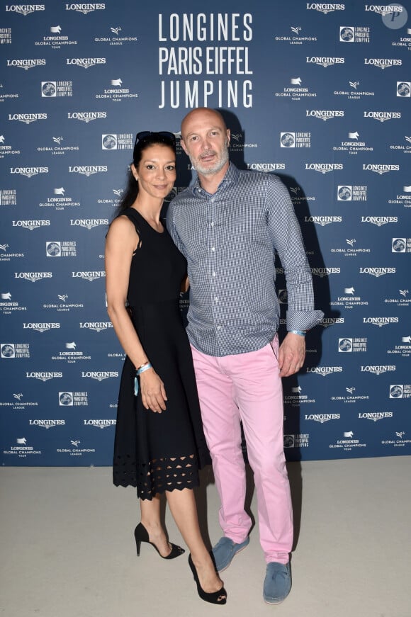 Exclusif - Frank Leboeuf et sa femme Chrislaure Nollet - Photocall du Longines Paris Eiffel Jumping au Champ de Mars à Paris, le 6 juillet 2018. © Veeren/Borde/Bestimage