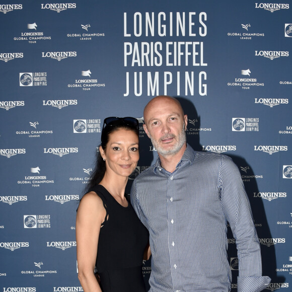 Exclusif - Frank Leboeuf et sa femme Chrislaure Nollet - Photocall du Longines Paris Eiffel Jumping au Champ de Mars à Paris, le 6 juillet 2018. © Veeren/Borde/Bestimage