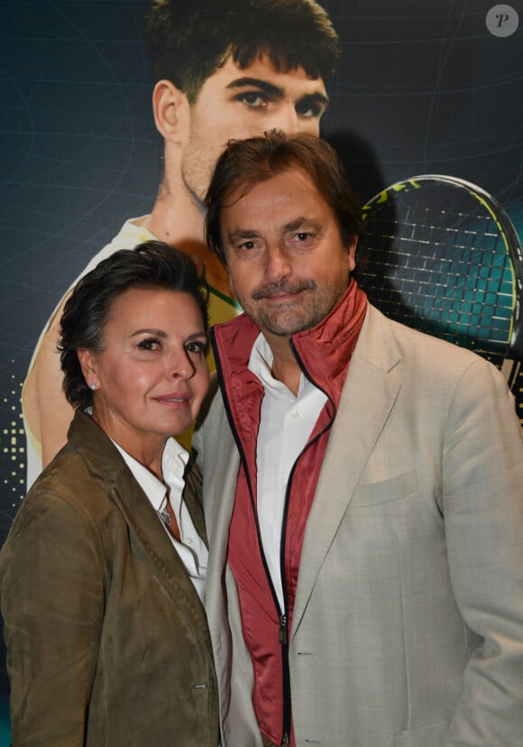 Henri Leconte et sa compagne Maria Dowlatshahi - Célébrités en tribunes lors des demi- finales du tournoi de tennis ATP Masters 1000 de Paris (Paris Rolex Master ) à l'Accor Arena - Palais Omnisports de Paris-Bercy - à Paris, France, le 2 novembre 2024. © Veeren/Bestimage 