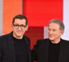 Exclusif - Dany Boon et Michel Drucker lors de l'enregistrement de l'émission "Vivement Dimanche" au Studio Gabriel et diffusée sur France 3 le 1er décembre 2024. © Guillaume Gaffiot / Bestimage 