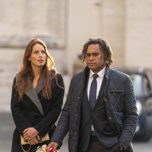 Exclusif - Christian Karembeu et sa femme Jackie Chamoun - Les membres du Variétés Club de France rencontrent le pape François au Vatican le 22 mars 2023. © Pierre Perusseau / Bestimage