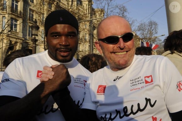 Jean-Marc Mormeck et Roger Zabel au Marathon de Paris, le 11 avril 2010.