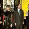 Le prince Albert et Charlene accueillent les invités à l'entrée de  l'exposition privée Grace Kelly : Style Icon, le 15/04/2010.