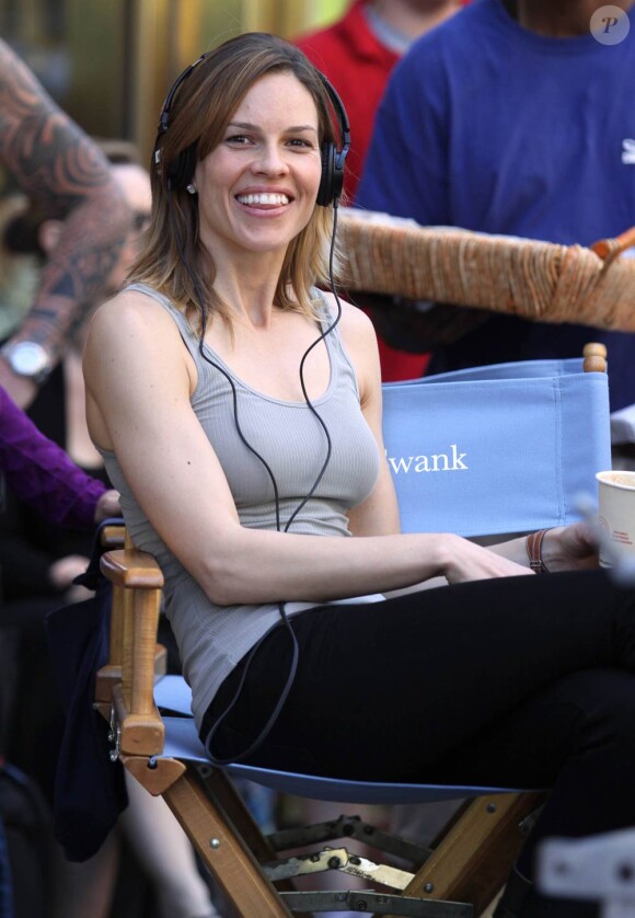 Hilary Swank sur le tournage du film Something Borrowed à New York