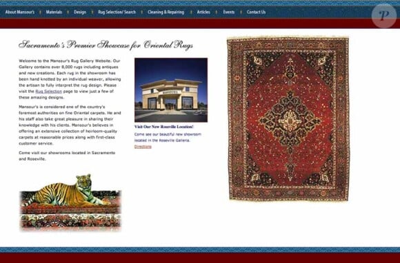 Site de la boutique des tapis Mansour à Beverly Hills