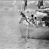 Giovanni Agnelli plonge nu de son bateau au large de St Tropez en 1977