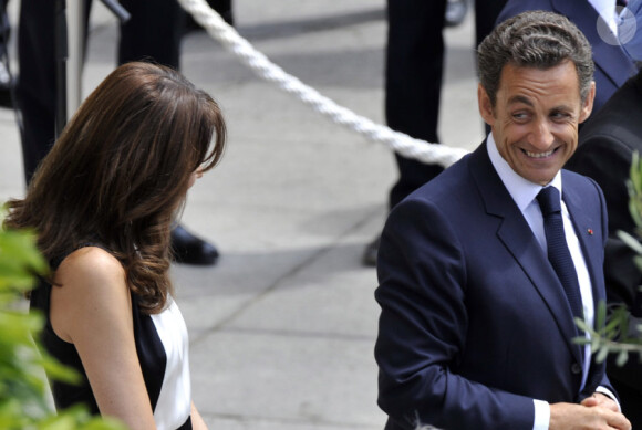Nicolas Sarkozy lors de la garden party du 14 juillet 2009 à l'Elysée.