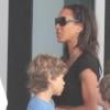 Barbara Feltus, ex-femme de Boris Becker, et son fils Elias, à Miami, le jeudi 10 juin.