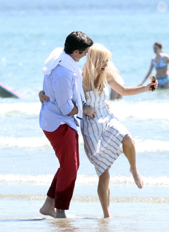 Anna Faris sur le tournage de What's your number, sur la plage de Gloucester, dans le Massachusetts, le 15 juin 2010.