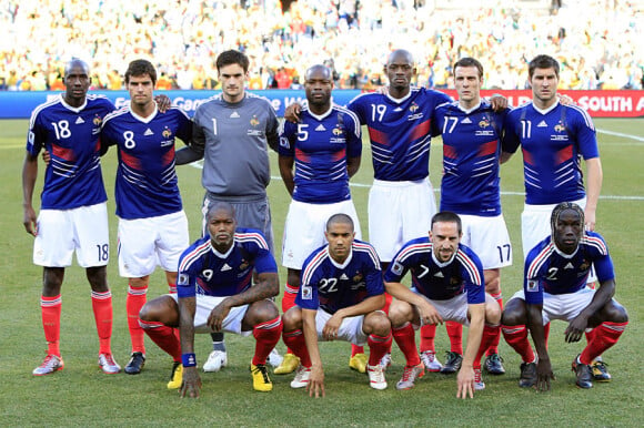 L'équipe de France 2010, avant le coup de sifflet du match contre l'Afrique du Sud le 22 juin 2010