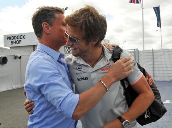 Jenson Button et David Coulthard au Grand Prix de Silverstone, le 11 juillet 2010.