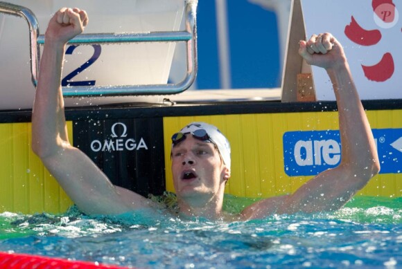 A 18 ans, Yannick Agnel a apporté à la France sa 1e médaille d'or lors des championnats d'Europe de natation à Budapest, le 9 août 2010.