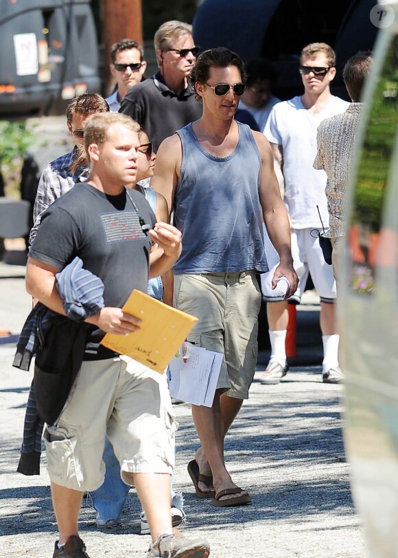 Matthew McConaughey sur le tournage de The Lincoln Lawyer à Los Angeles, le 13 août 2010