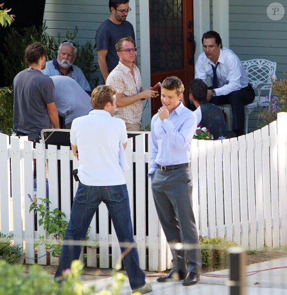 Matthew McConaughey et Ryan Phillippe sur le tournage de The Lincoln Lawyer à Los Angeles, le 13 août 2010